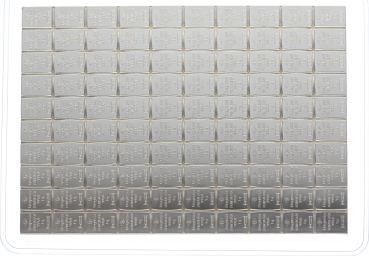 100 x 1 Gramm Silberbarren Degussa Tafelbarren